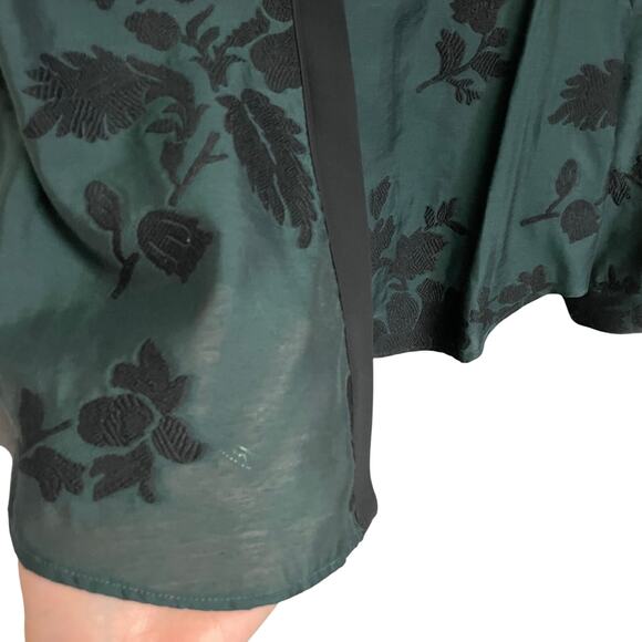 Burberry London Dark Green Black Textured Floral Print Button Up Top Womens US 8 - Picture 5 of 10
